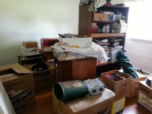 The office before...it was just a catch-all room until the renovation started. It was also a place for kitties to nap!